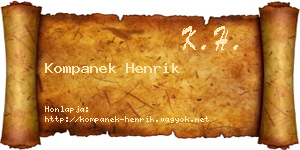 Kompanek Henrik névjegykártya